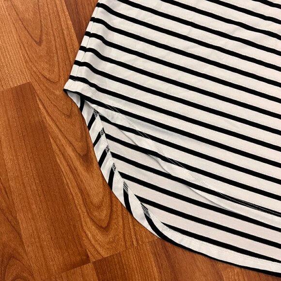 Press Soft Knit Tshirt Dress Black & White Stripe Knee Length Sz S Small - Picture 4 of 7